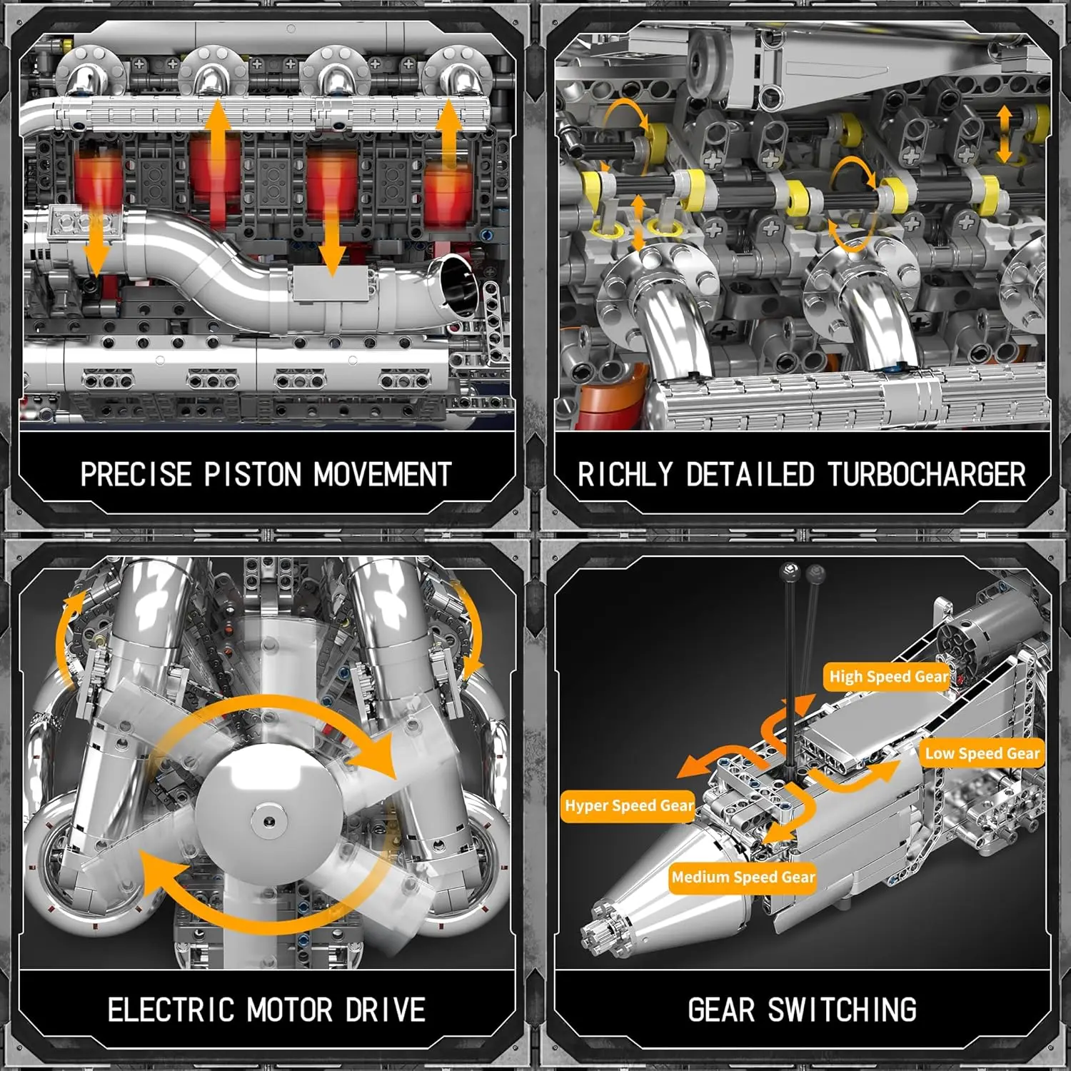 Mould King 10168  - 2899PCS V8 Twin-Turbo Engine Building Blocks - Image 4