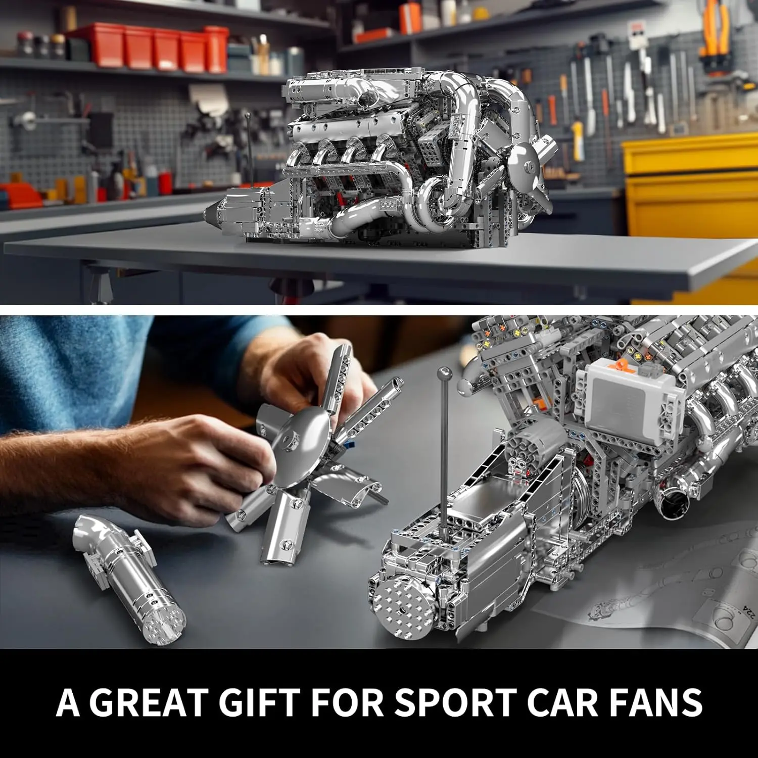 Mould King 10168  - 2899PCS V8 Twin-Turbo Engine Building Blocks - Image 6