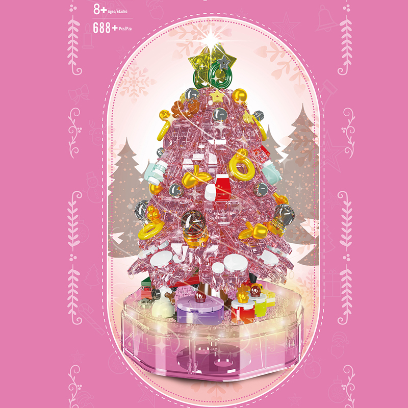 MOULD KING 10089 with 688 Pieces Pink Magical Christmas Music Box Building Blocks - Image 4