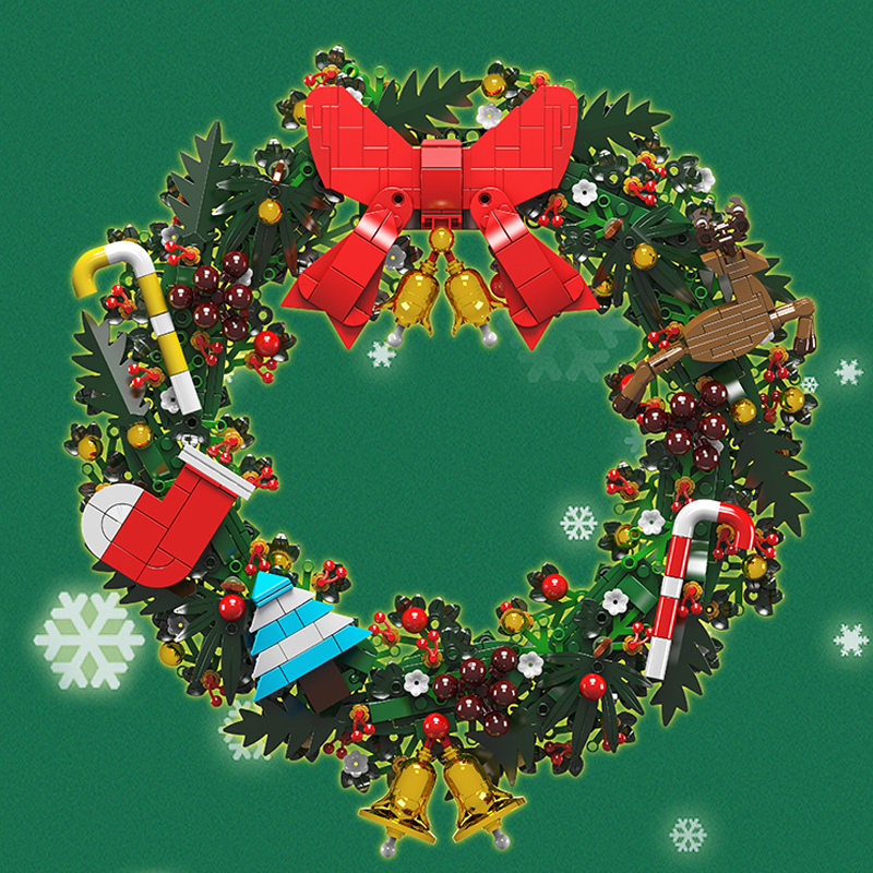 MOULD KING 10073 with 1002 Pieces Christmas Eucalyptus Wreath Building Blocks - Image 4