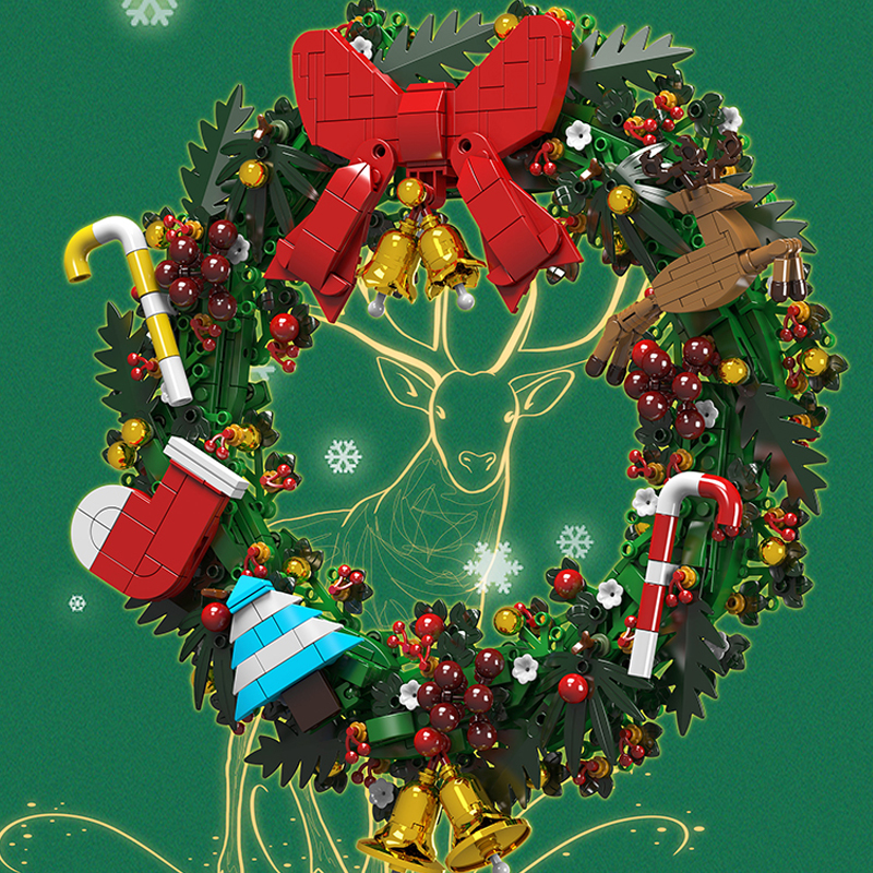 MOULD KING 10073 with 1002 Pieces Christmas Eucalyptus Wreath Building Blocks - Image 5