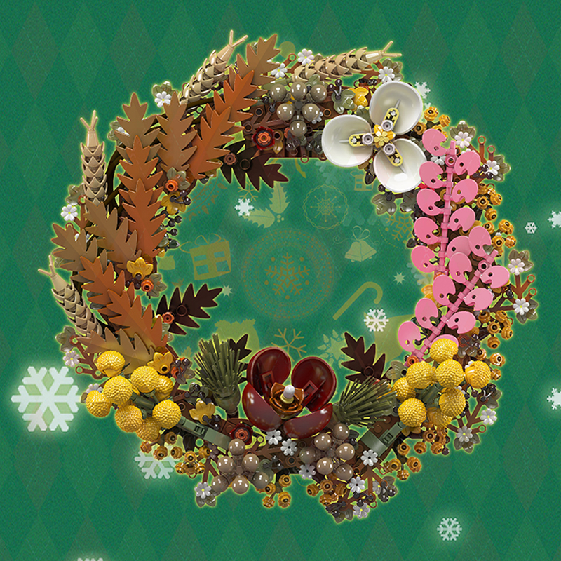 MOULD KING 10074 with 1038 Pieces Christmas Dried Flower Wreath Building Blocks - Image 4